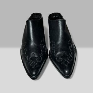 🌻Harley-Davidson Rodeo Flame Black Leather Western Slip-On Mules Women’s 6.5